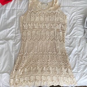 Woven/crochet cream boho dress with nude slip included.